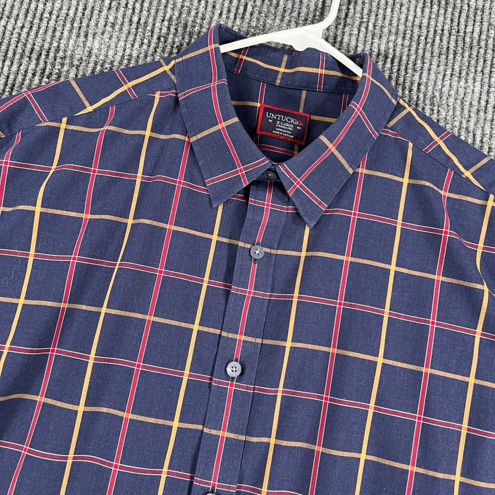 UNTUCKit Shirt Mens XL Extra Large Blue Check Long Sleeve Button Up Casual
